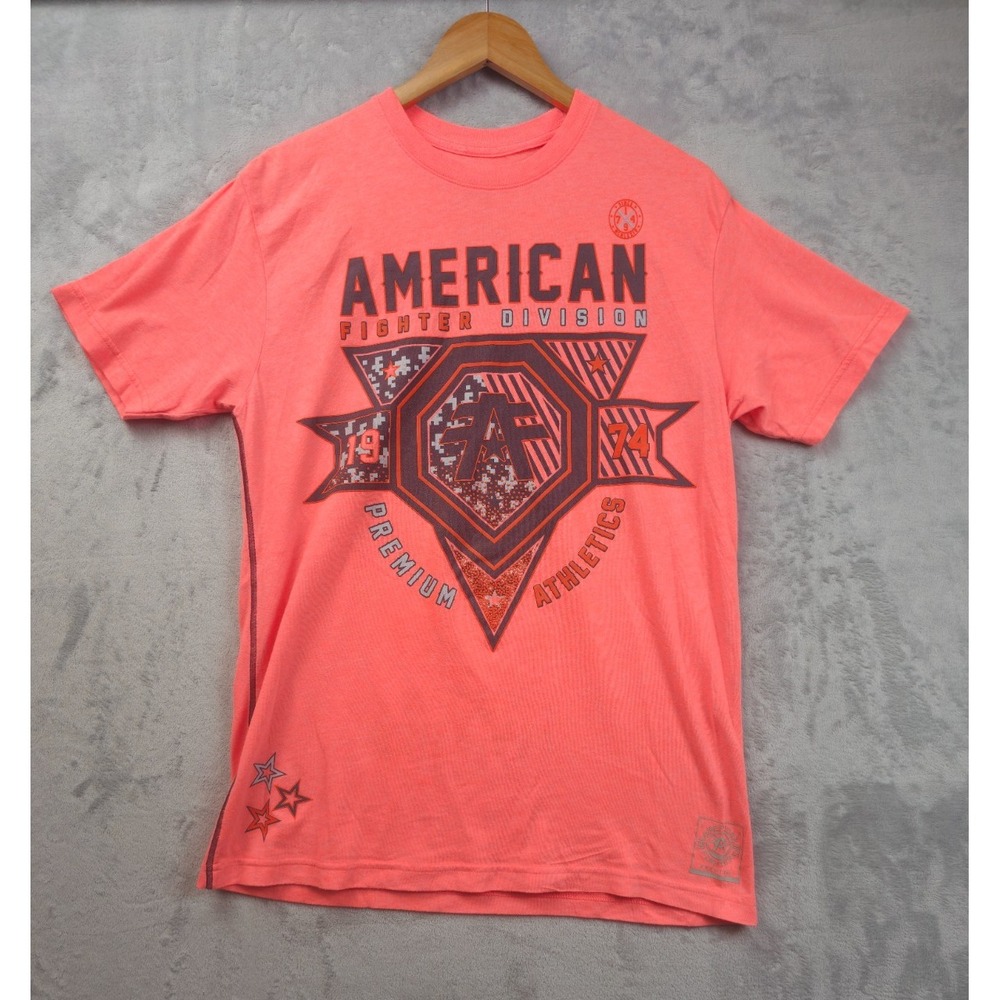 American Fighter T Shirt Tee Mens Large Pink AOP Double Sided Vintage Y2K